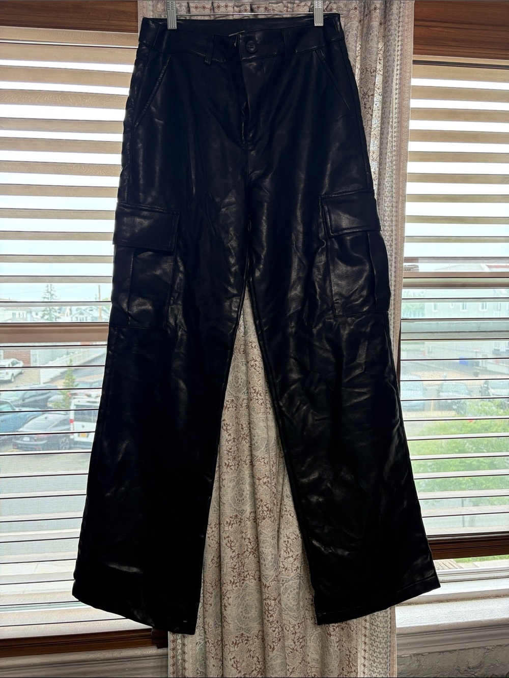 Sans Souci Black Faux Leather Trousers